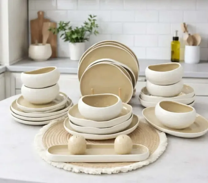 Cream Ceramic Dinnerware Set