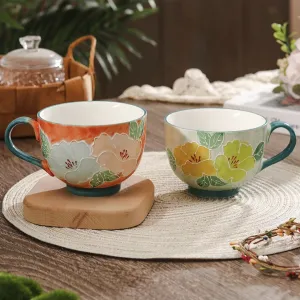Hand Painted Embossed flower mugs