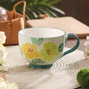 Hand Painted Embossed flower mugs