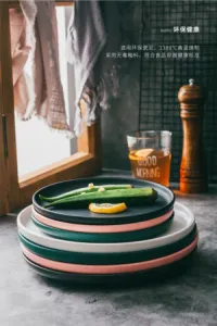 Round nordic-style matte ceramic dinner plates