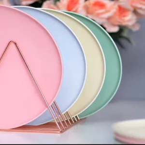 Round nordic-style matte ceramic dinner plates