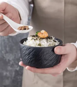 rock bowls with modern matte black finish