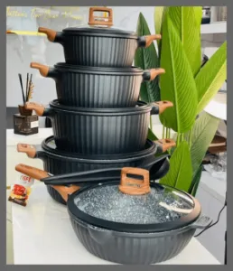 Black Non-stick Cookware Set with Utensils