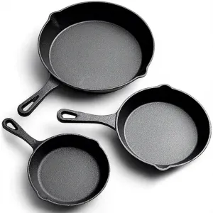 💚3pcs Non-Stick Cast Iron Pan Set