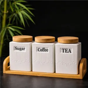 3pcs Ceramic Canisters Set
