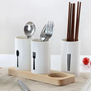 3pc cutlery organizer with oak base 1