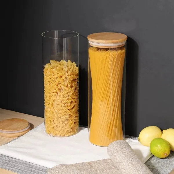 Kitchen Storage Glass Jar with Bamboo lid Glass container