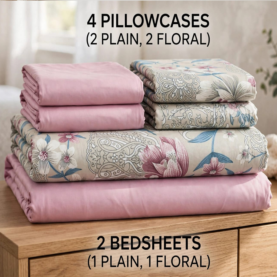 6 pc Flat mix and match bedsheets and pattern bedsheets
