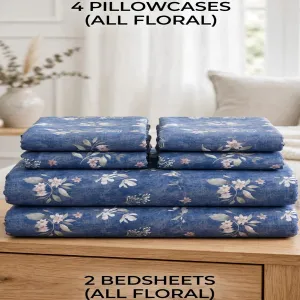 6 pc Flat mix and match bedsheets and pattern bedsheets