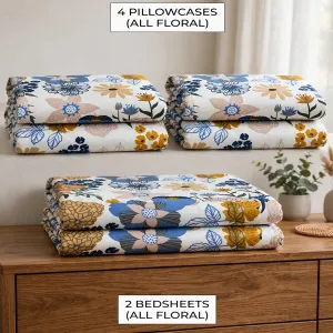 6 pc Flat mix and match bedsheets and pattern bedsheets