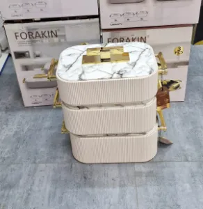 3pcs Premium Ribbed Marble +Gold insulated Food warmer