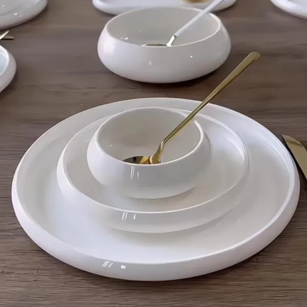 ✴️24pcs Elegant White Double glaze Ceramic Dinner set