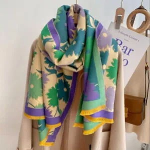 Luxury Floral Print Scarf for Women Warmer