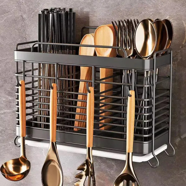 Multifunctional stainless steel cutlery storage rack