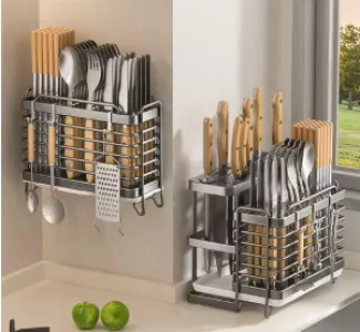 Multifunctional stainless steel cutlery storage rack
