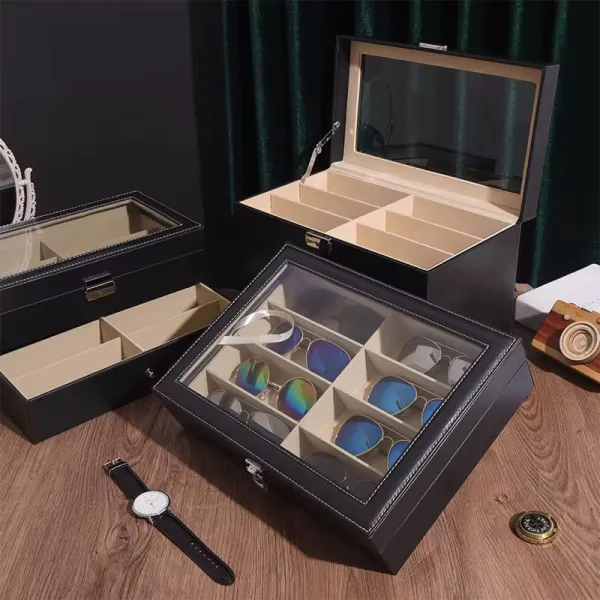 8 Sots High Quality PU Leather  Sunglasses Organizer Box