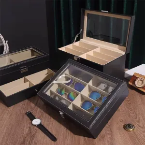 8 Sots High Quality PU Leather  Sunglasses Organizer Box