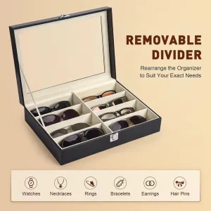 8 Sots High Quality PU Leather  Sunglasses Organizer Box