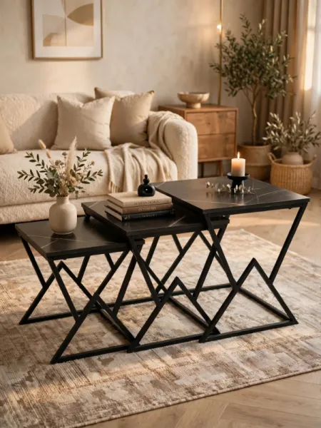 Modern 3 in 1 executive squire pure marble table